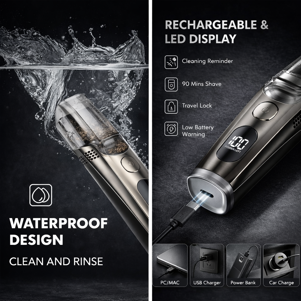 Vacuum Beard Trimmer for Men